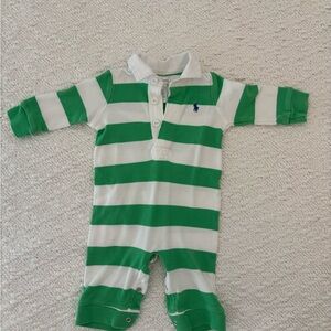 Ralph Lauren Green and White Striped Bodysuit